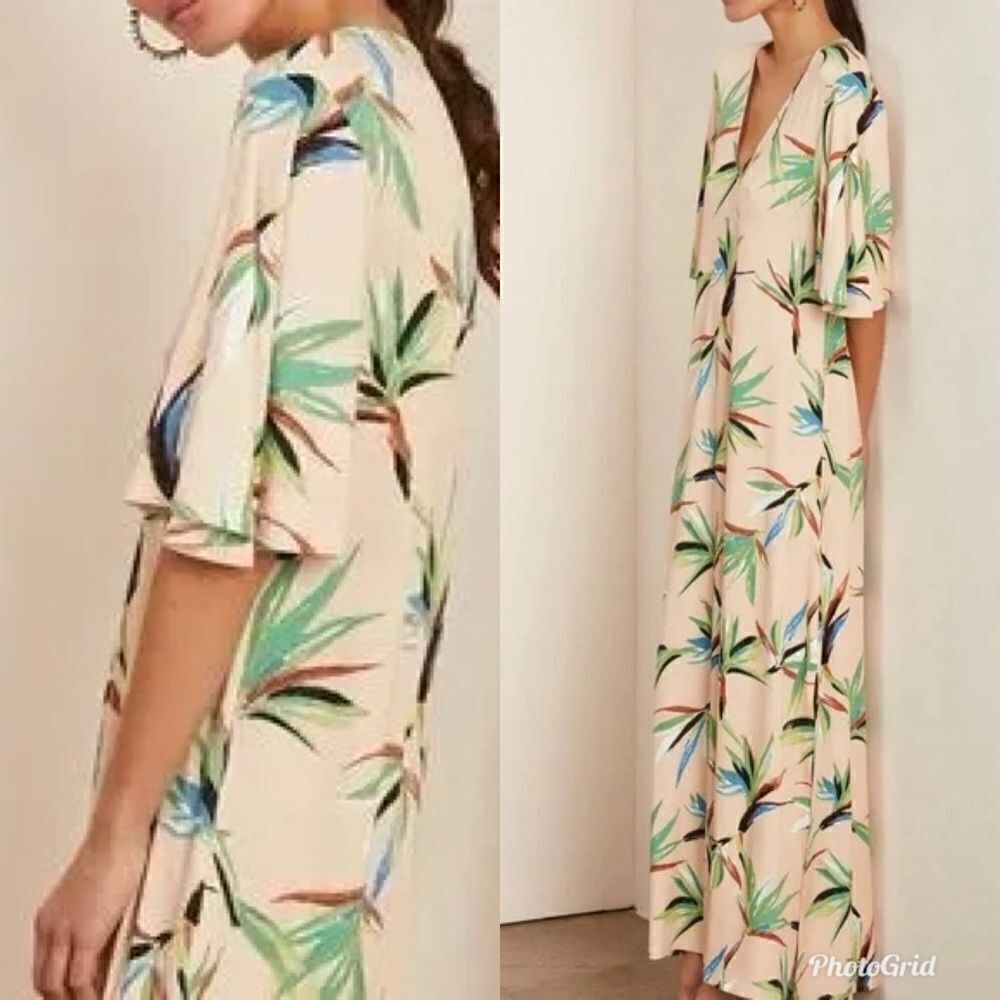 Revolve Rachel Pally Naomi Maxi Paradise V-Neck Light Peach Pink Dress